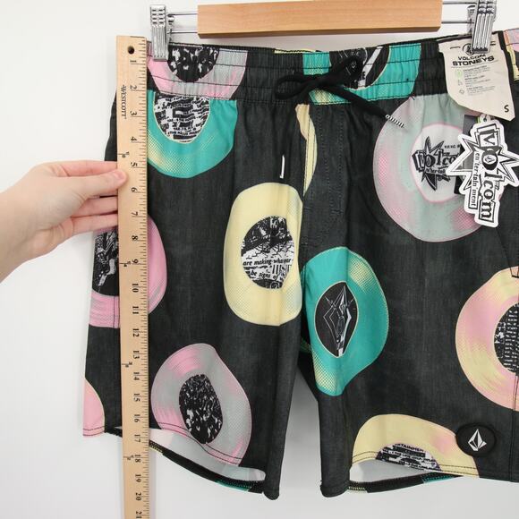 Volcom Stoneys Vent LP Swim Trunks Vinyl Record Print Black Size S NWT - Picture 5 of 15